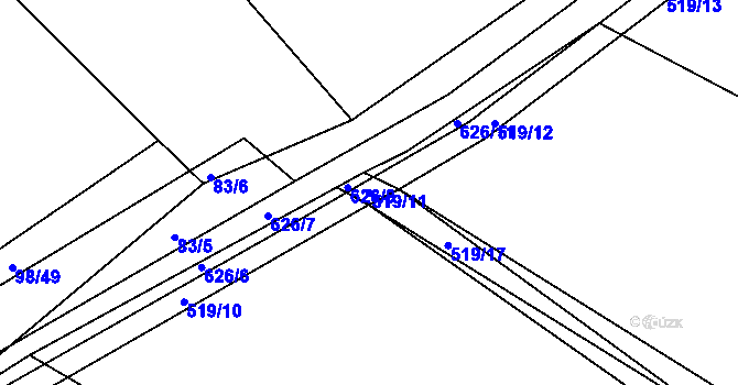 Parcela st. 519/11 v KÚ Chocenice, Katastrální mapa