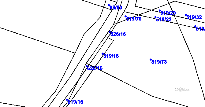 Parcela st. 519/16 v KÚ Chocenice, Katastrální mapa