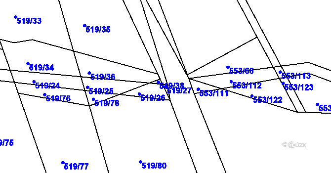 Parcela st. 519/27 v KÚ Chocenice, Katastrální mapa