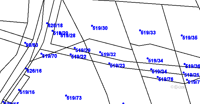 Parcela st. 519/32 v KÚ Chocenice, Katastrální mapa