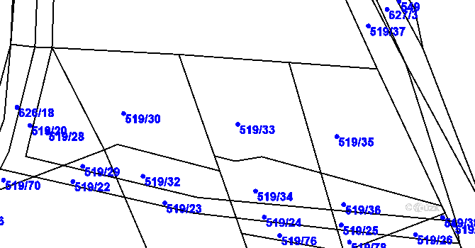 Parcela st. 519/33 v KÚ Chocenice, Katastrální mapa