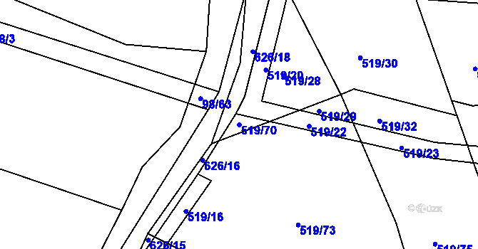 Parcela st. 519/70 v KÚ Chocenice, Katastrální mapa