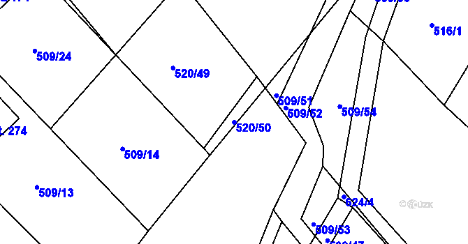 Parcela st. 520/50 v KÚ Chocenice, Katastrální mapa