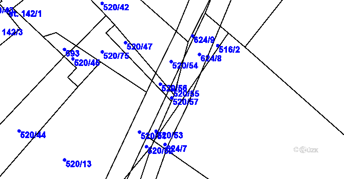 Parcela st. 520/55 v KÚ Chocenice, Katastrální mapa