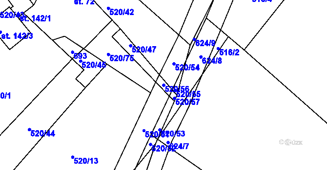 Parcela st. 520/56 v KÚ Chocenice, Katastrální mapa