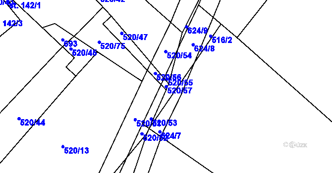 Parcela st. 520/57 v KÚ Chocenice, Katastrální mapa