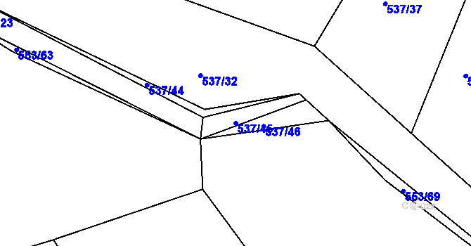 Parcela st. 537/45 v KÚ Chocenice, Katastrální mapa