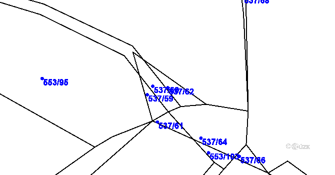 Parcela st. 537/62 v KÚ Chocenice, Katastrální mapa