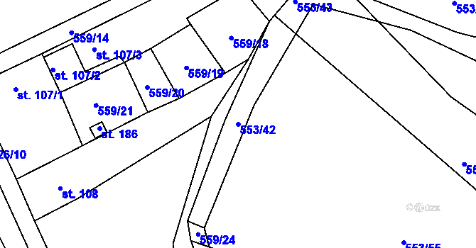 Parcela st. 553/42 v KÚ Chocenice, Katastrální mapa