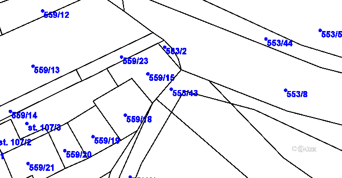 Parcela st. 553/43 v KÚ Chocenice, Katastrální mapa
