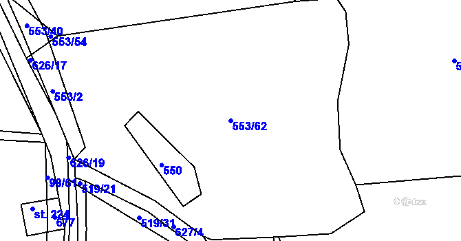 Parcela st. 553/62 v KÚ Chocenice, Katastrální mapa