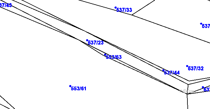 Parcela st. 553/63 v KÚ Chocenice, Katastrální mapa