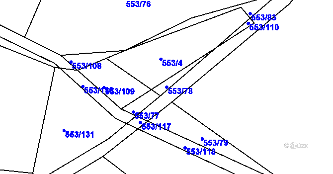 Parcela st. 553/78 v KÚ Chocenice, Katastrální mapa