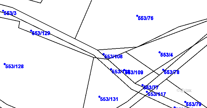 Parcela st. 553/108 v KÚ Chocenice, Katastrální mapa