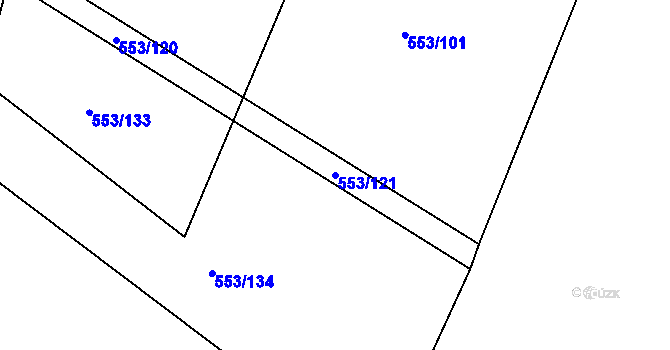 Parcela st. 553/121 v KÚ Chocenice, Katastrální mapa