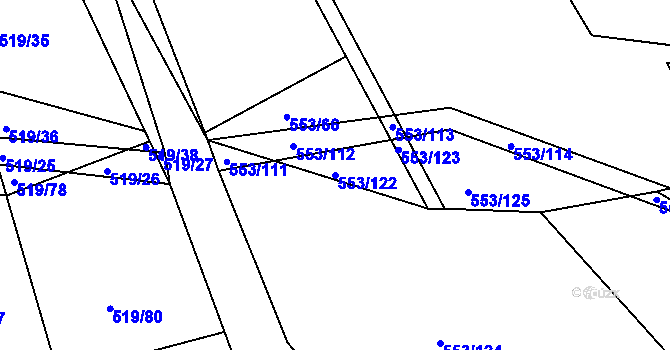 Parcela st. 553/122 v KÚ Chocenice, Katastrální mapa