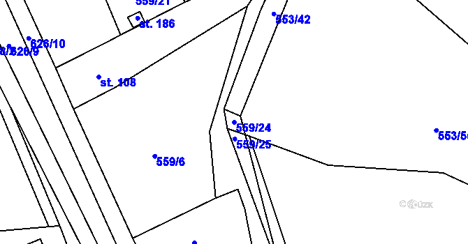 Parcela st. 559/24 v KÚ Chocenice, Katastrální mapa