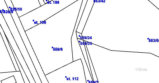 Parcela st. 559/25 v KÚ Chocenice, Katastrální mapa