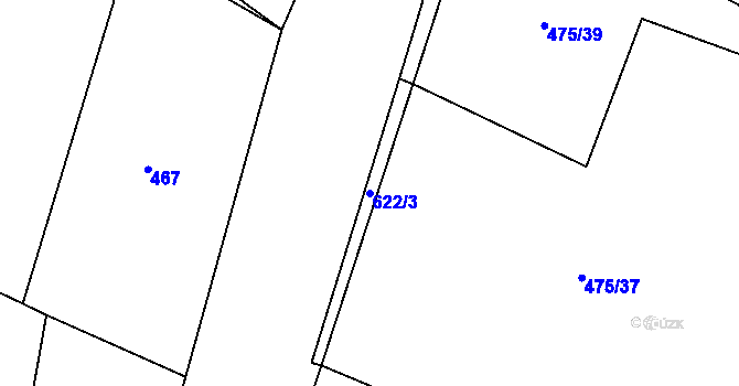 Parcela st. 622/3 v KÚ Chocenice, Katastrální mapa