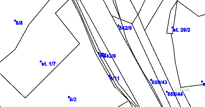Parcela st. 642/8 v KÚ Chocenice, Katastrální mapa