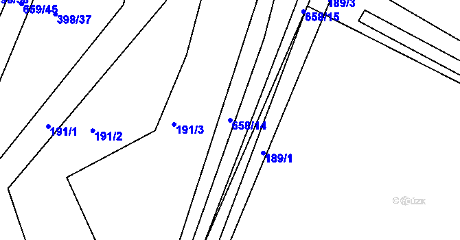 Parcela st. 658/14 v KÚ Chocenice, Katastrální mapa