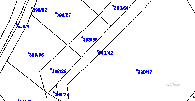 Parcela st. 659/42 v KÚ Chocenice, Katastrální mapa