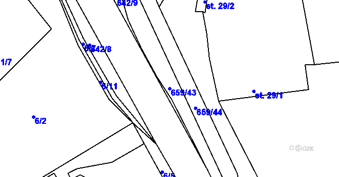 Parcela st. 659/43 v KÚ Chocenice, Katastrální mapa