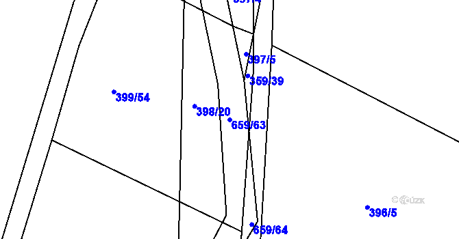 Parcela st. 659/63 v KÚ Chocenice, Katastrální mapa