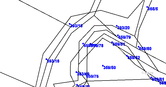 Parcela st. 659/77 v KÚ Chocenice, Katastrální mapa