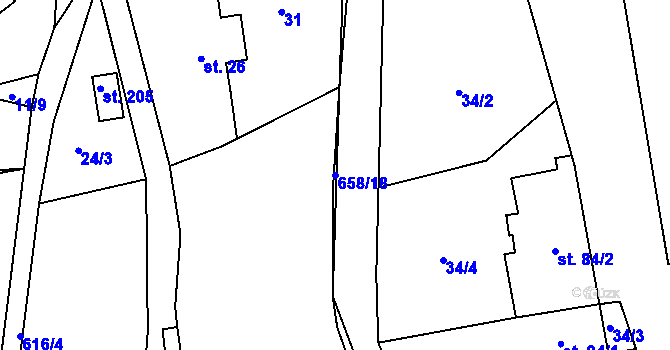 Parcela st. 658/18 v KÚ Chocenice, Katastrální mapa