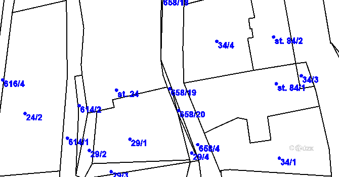 Parcela st. 658/19 v KÚ Chocenice, Katastrální mapa