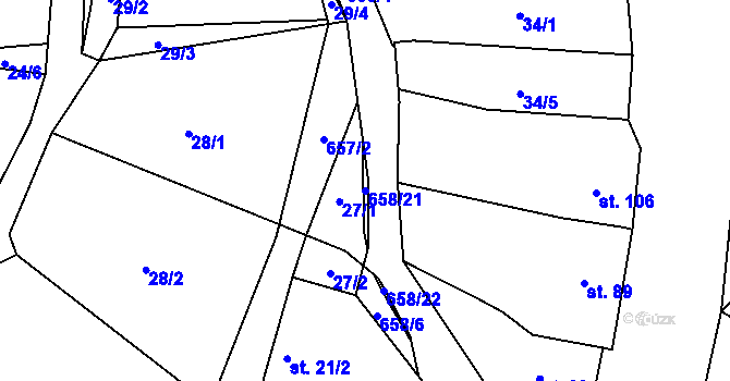 Parcela st. 658/21 v KÚ Chocenice, Katastrální mapa
