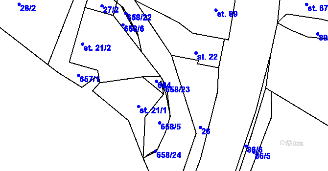 Parcela st. 658/23 v KÚ Chocenice, Katastrální mapa