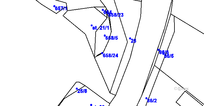 Parcela st. 658/24 v KÚ Chocenice, Katastrální mapa