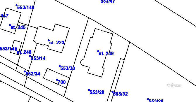 Parcela st. 249 v KÚ Chocenice, Katastrální mapa