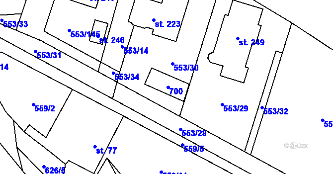 Parcela st. 260 v KÚ Chocenice, Katastrální mapa