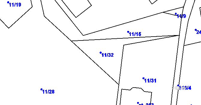 Parcela st. 11/32 v KÚ Chocenice, Katastrální mapa