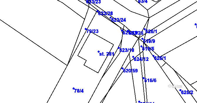 Parcela st. 281 v KÚ Chocenice, Katastrální mapa