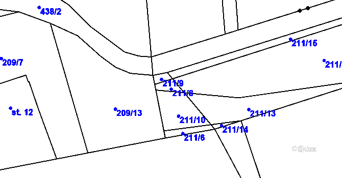 Parcela st. 211/8 v KÚ Kotousov, Katastrální mapa