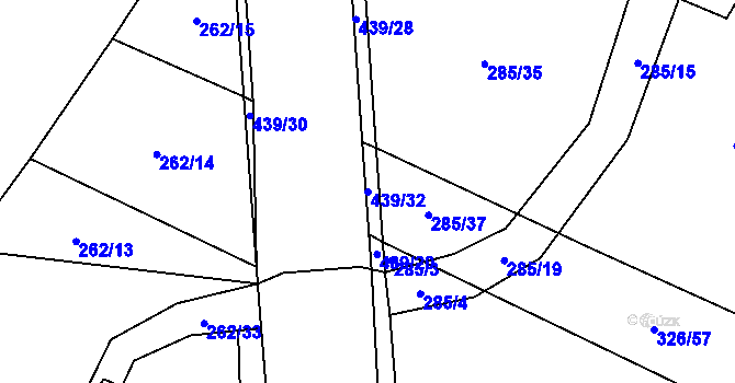 Parcela st. 439/32 v KÚ Kotousov, Katastrální mapa