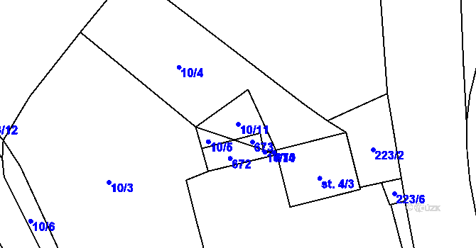 Parcela st. 10/11 v KÚ Kotousov, Katastrální mapa