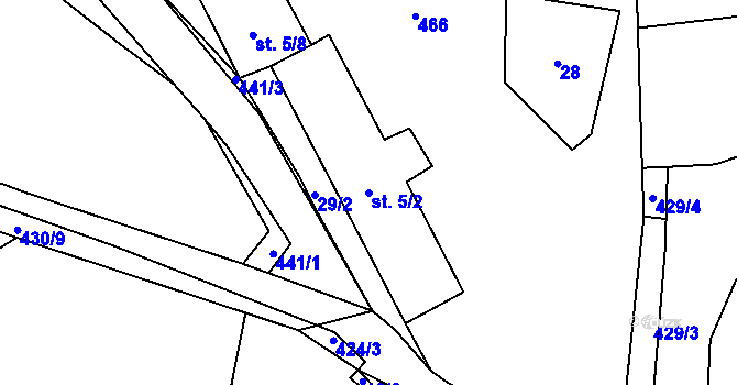 Parcela st. 5/2 v KÚ Chocenická Lhota, Katastrální mapa