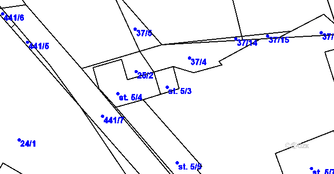 Parcela st. 5/3 v KÚ Chocenická Lhota, Katastrální mapa