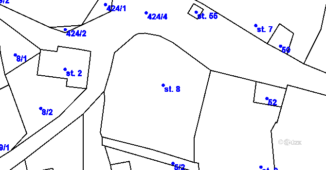 Parcela st. 8 v KÚ Chocenická Lhota, Katastrální mapa