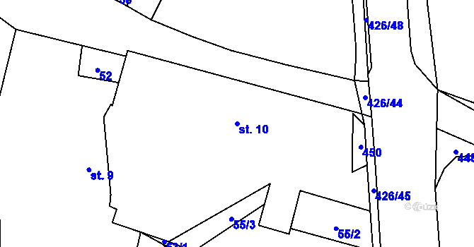 Parcela st. 10 v KÚ Chocenická Lhota, Katastrální mapa