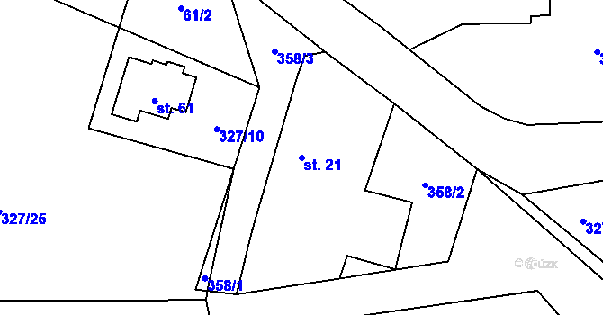 Parcela st. 21 v KÚ Chocenická Lhota, Katastrální mapa