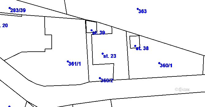 Parcela st. 23 v KÚ Chocenická Lhota, Katastrální mapa