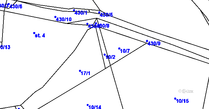 Parcela st. 10/2 v KÚ Chocenická Lhota, Katastrální mapa
