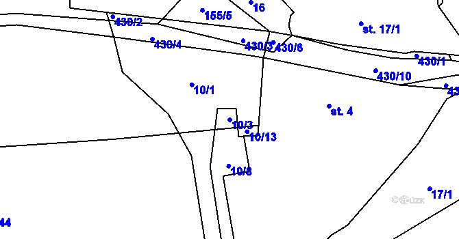 Parcela st. 10/3 v KÚ Chocenická Lhota, Katastrální mapa