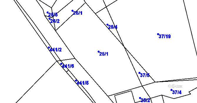 Parcela st. 25/1 v KÚ Chocenická Lhota, Katastrální mapa